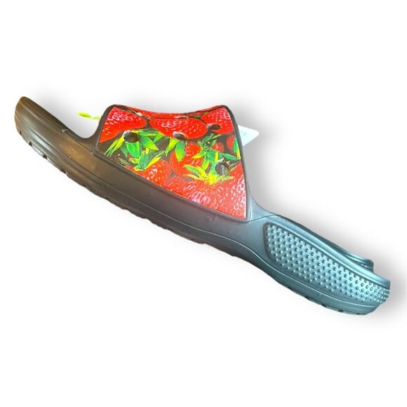 Crocs Classic Hyperreal Slide Sandals Strawberries Black Red Unisex M9/W… - Picture 3 of 7